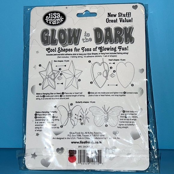 Lisa Frank Glow In The Dark Plastic Butterfly Shapes Room Decor Pack Unused Vtg - Picture 7 of 9